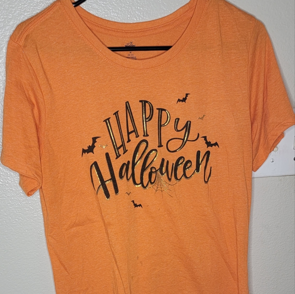 Orange Halloween Shirt Meduim (8-10)